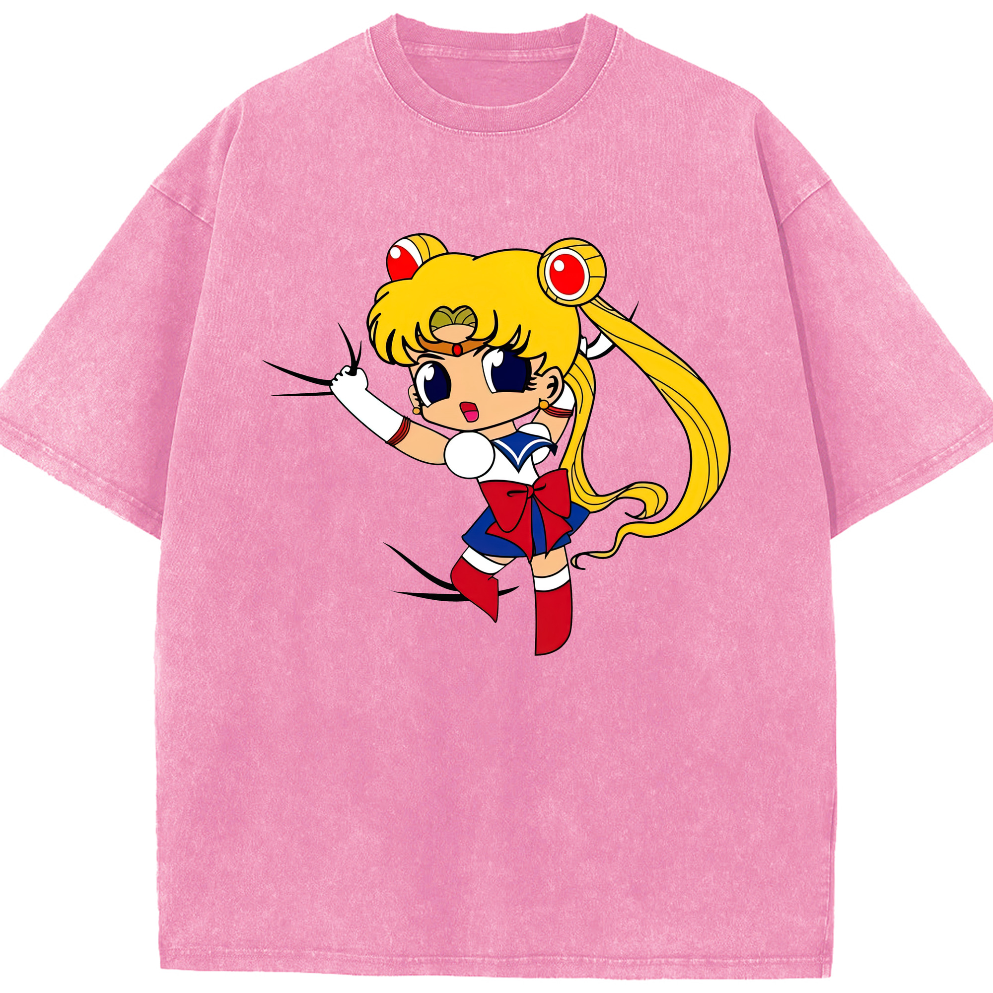 （画像用） 美少女戦士セーラームーン 月野 うさぎ つきの うさぎ Sailor Moon Tsukino Usagi 綿100% ヴィンテージ風 半袖Tシャツ（フロントプリント）